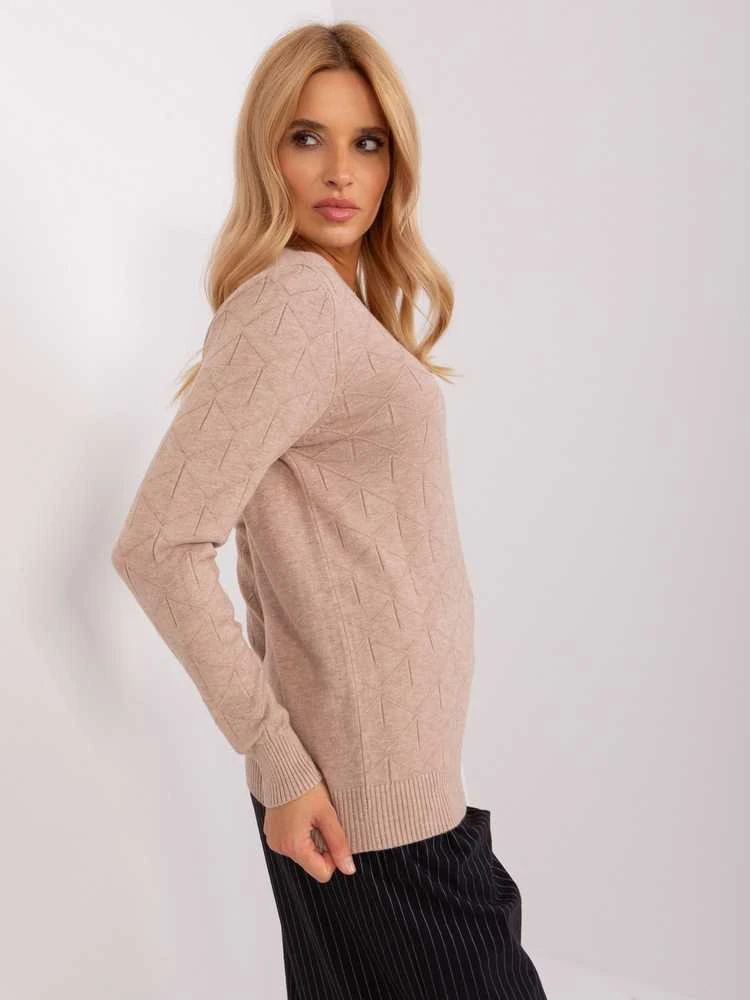 Wool Fashion Italia Megztinis-AT-SW-232901.25X-tamsiai smėlio spalvos