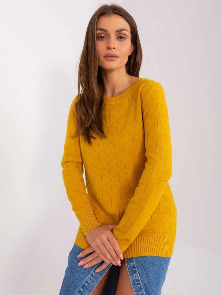 Wool Fashion Italia Megztinis-AT-SW-232901.25X-tamsiai geltonas
