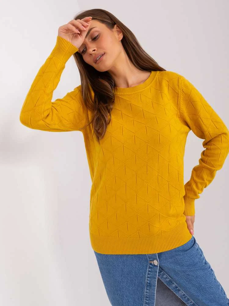 Wool Fashion Italia Megztinis-AT-SW-232901.25X-tamsiai geltonas
