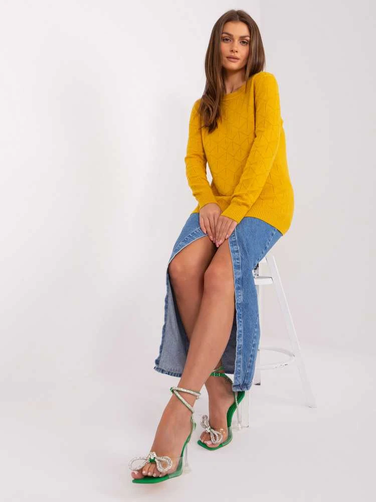 Wool Fashion Italia Megztinis-AT-SW-232901.25X-tamsiai geltonas