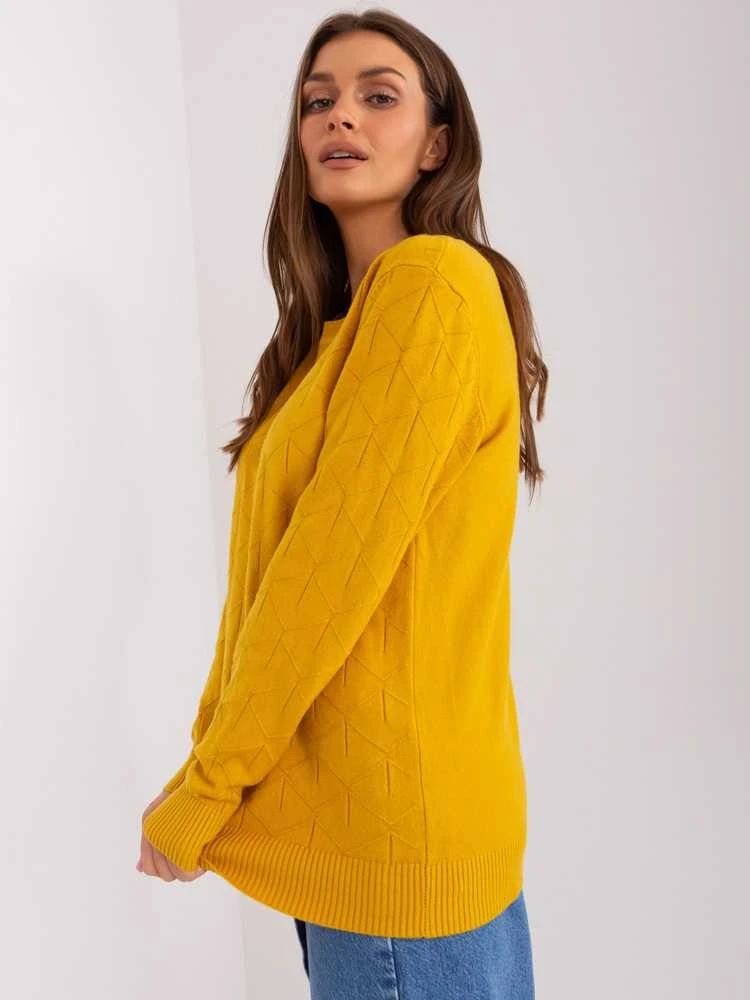 Wool Fashion Italia Megztinis-AT-SW-232901.25X-tamsiai geltonas