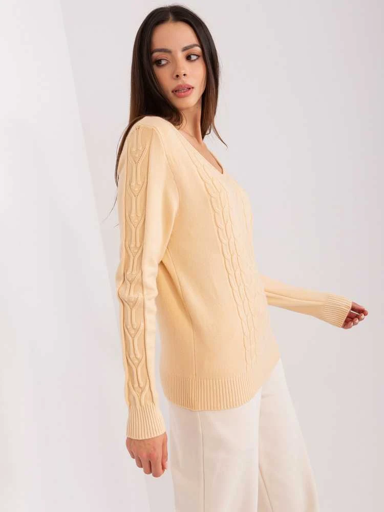Wool Fashion Italia Megztinis-AT-SW-2329.98P-smėlio spalvos