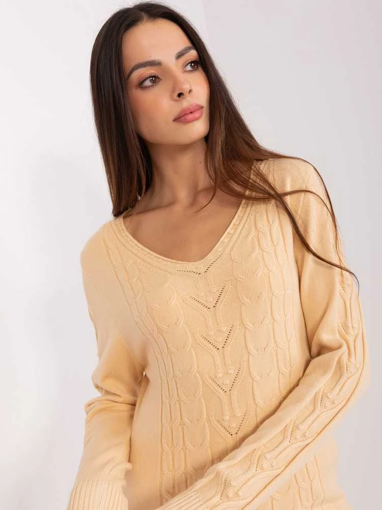 Wool Fashion Italia Megztinis-AT-SW-2329.98P-smėlio spalvos