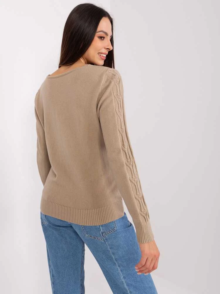 Wool Fashion Italia Megztinis-AT-SW-2329.98P-tamsiai smėlio spalvos
