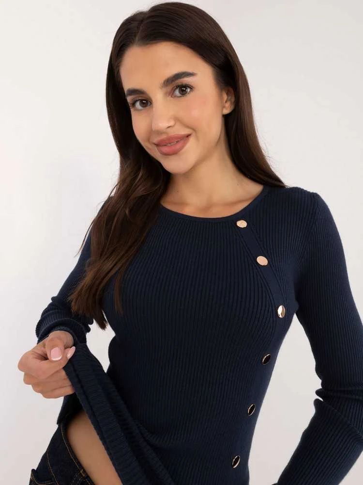 Wool Fashion Italia Megztinis-AT-SW-2332-2,65 tamsiai mėlynas
