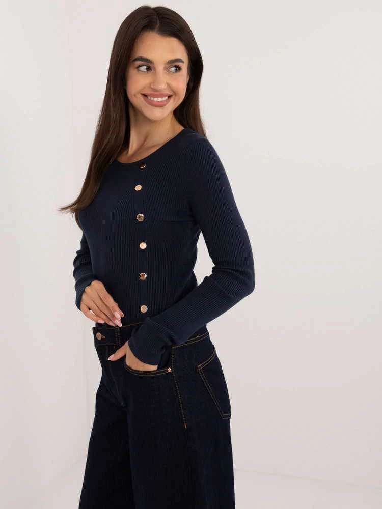 Wool Fashion Italia Megztinis-AT-SW-2332-2,65 tamsiai mėlynas