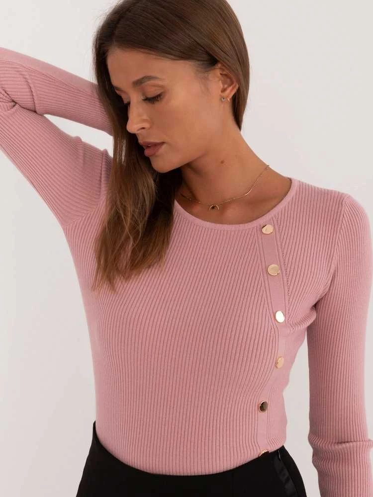 Wool Fashion Italia Megztinis-AT-SW-2332-2,65-tamsiai rožinis