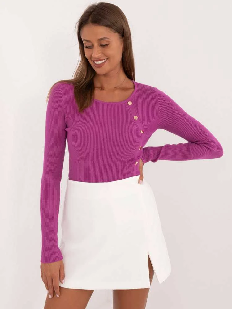 Wool Fashion Italia Megztinis-AT-SW-2332-2,65-tamsiai violetinis