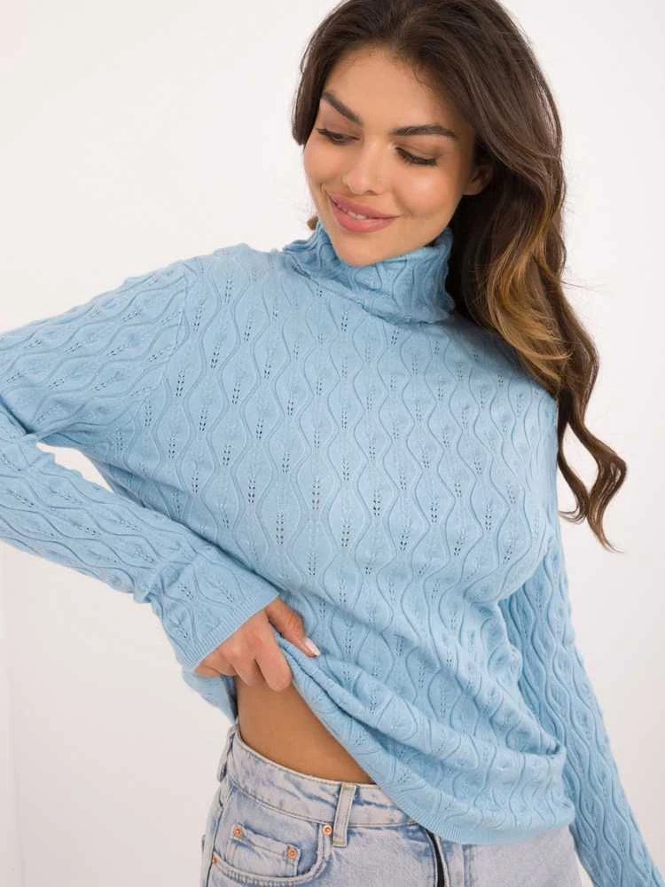 Wool Fashion Italia Megztinis-AT-SW-2334-2,61-šviesiai mėlynas