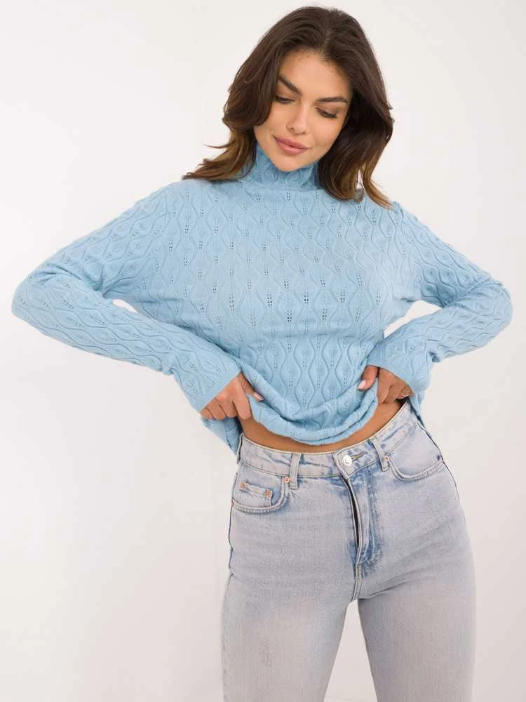 Wool Fashion Italia Megztinis-AT-SW-2334-2,61-šviesiai mėlynas