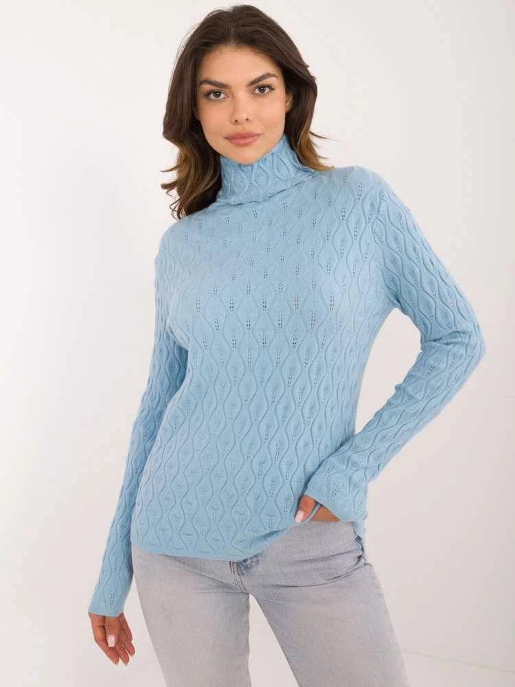 Wool Fashion Italia Megztinis-AT-SW-2334-2,61-šviesiai mėlynas