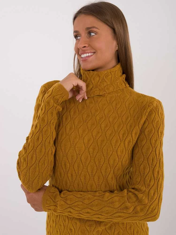 Wool Fashion Italia Megztinis-AT-SW-2334-2,61-tamsiai geltonas