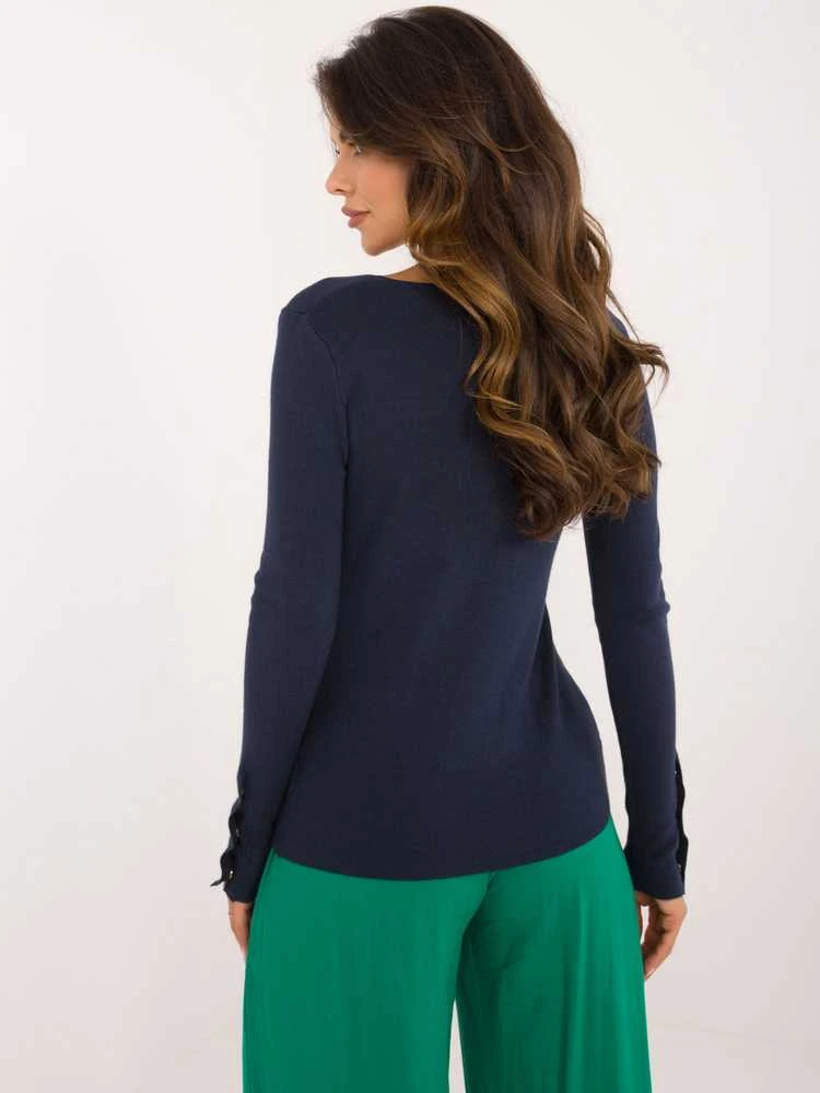 Wool Fashion Italia Megztinis-AT-SW-2334.49 - tamsiai mėlynas