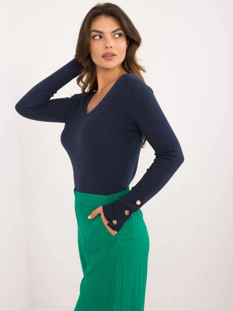 Wool Fashion Italia Megztinis-AT-SW-2334.49 - tamsiai mėlynas