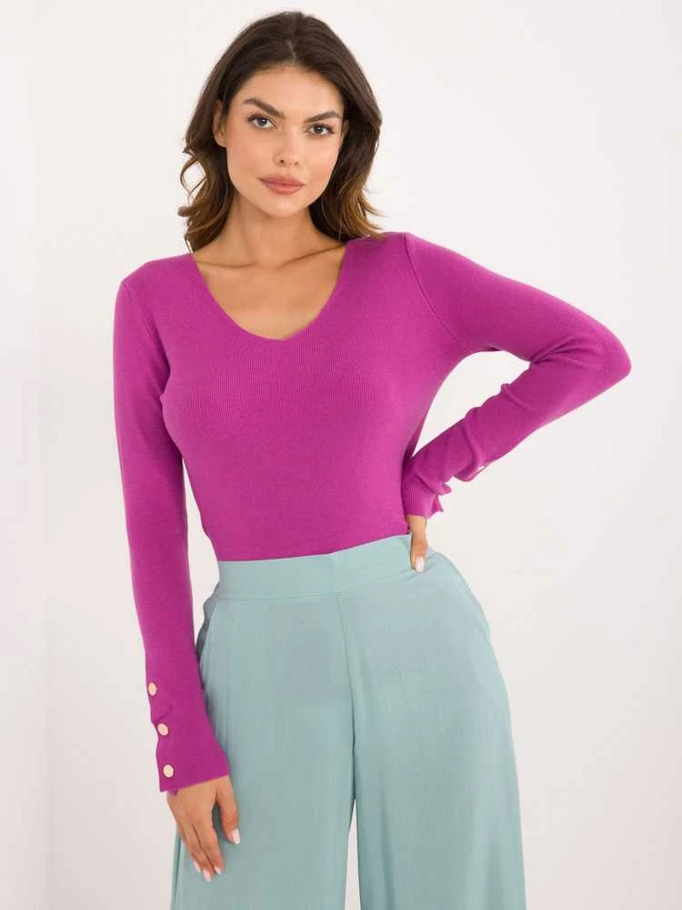 Wool Fashion Italia Megztinis-AT-SW-2334.49-tamsiai violetinis