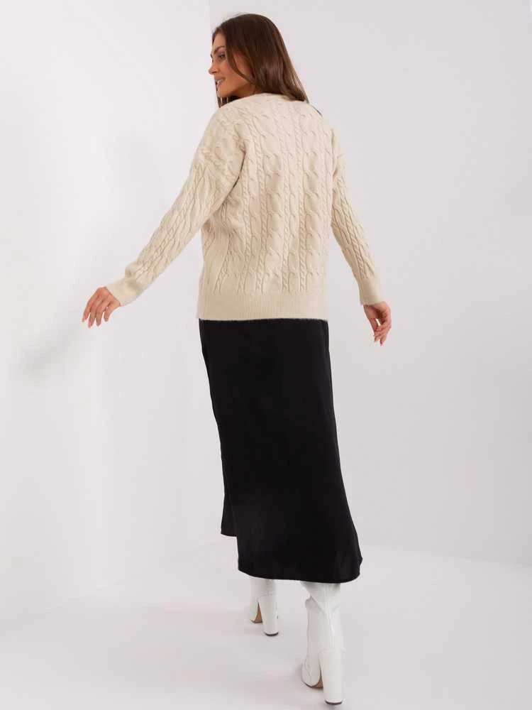 Wool Fashion Italia Megztinis-AT-SW-2335-1.68P-smėlio spalvos