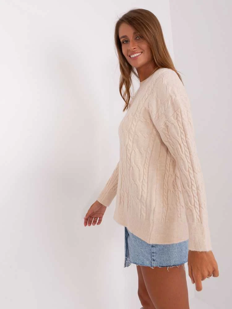Wool Fashion Italia Megztinis-AT-SW-2335-1.68P-šviesiai smėlio spalvos