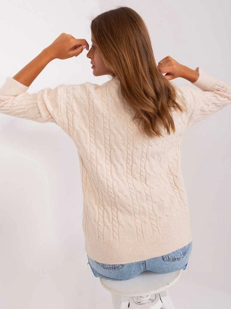 Wool Fashion Italia Megztinis-AT-SW-2335-1.68P-šviesiai smėlio spalvos