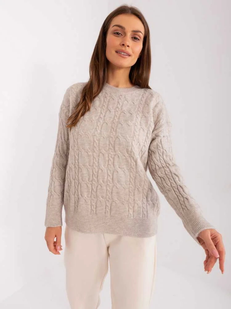 Wool Fashion Italia Megztinis-AT-SW-2335.27-šviesiai smėlio spalvos