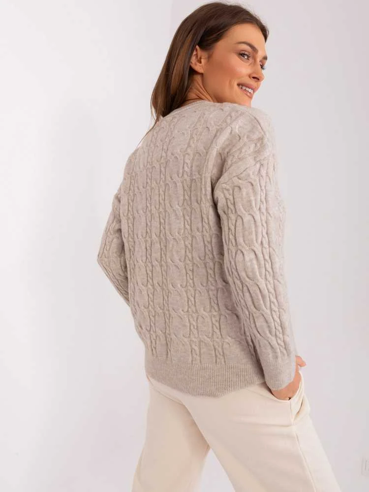 Wool Fashion Italia Megztinis-AT-SW-2335.27-šviesiai smėlio spalvos