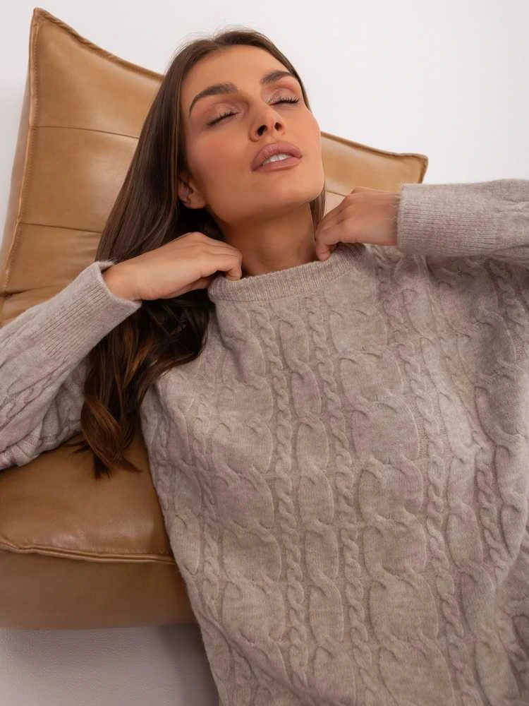 Wool Fashion Italia Megztinis-AT-SW-2335.27-šviesiai smėlio spalvos