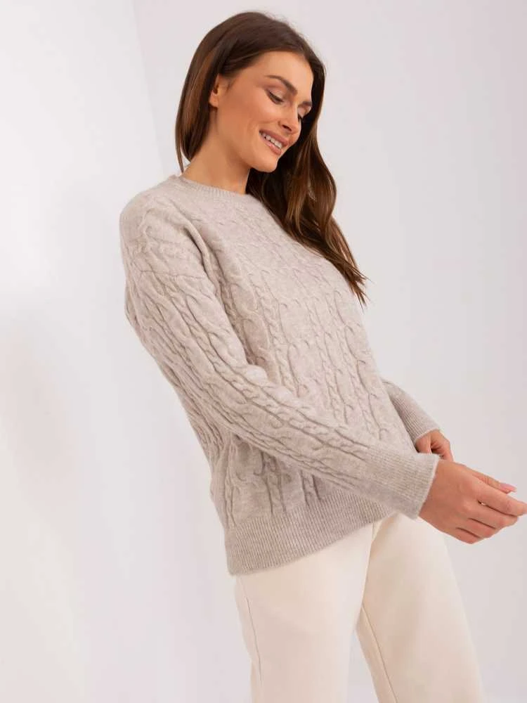 Wool Fashion Italia Megztinis-AT-SW-2335.27-šviesiai smėlio spalvos