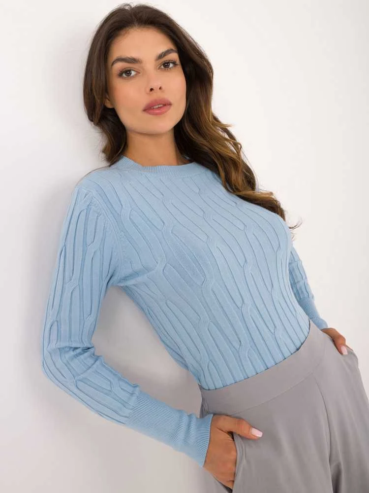 Wool Fashion Italia Megztinis-AT-SW-2338-2.00-šviesiai mėlynas