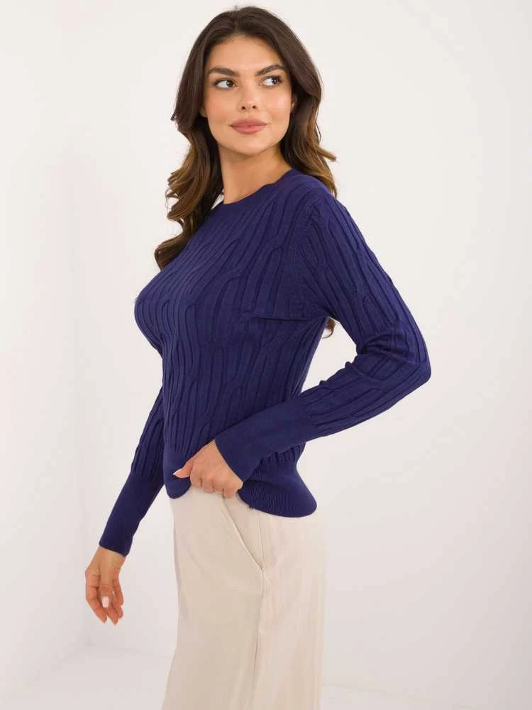 Wool Fashion Italia Megztinis-AT-SW-2338-2.00-tamsiai mėlynas