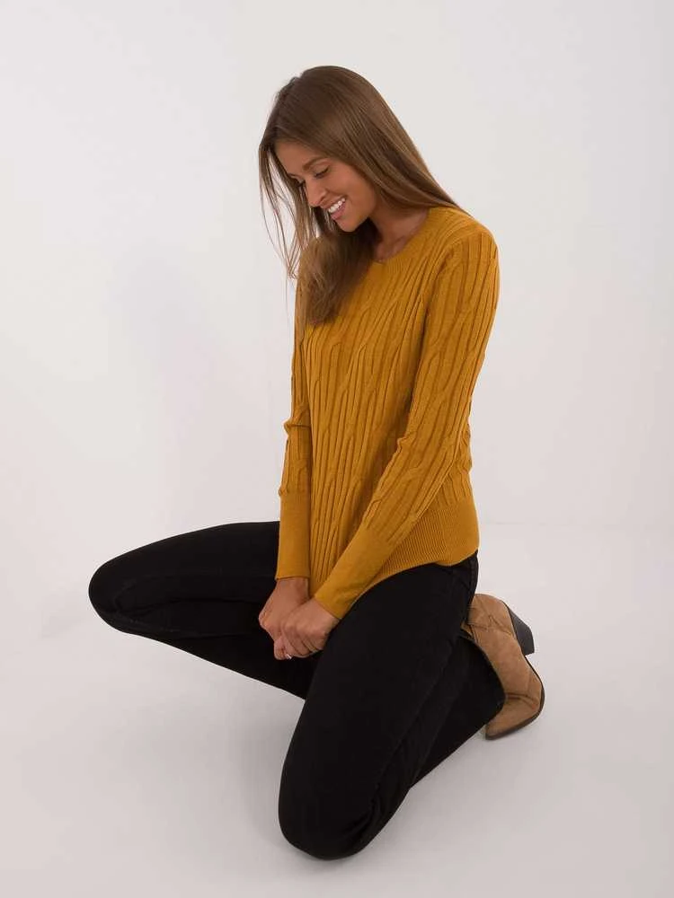 Wool Fashion Italia Megztinis-AT-SW-2338-2.00-tamsiai geltonas