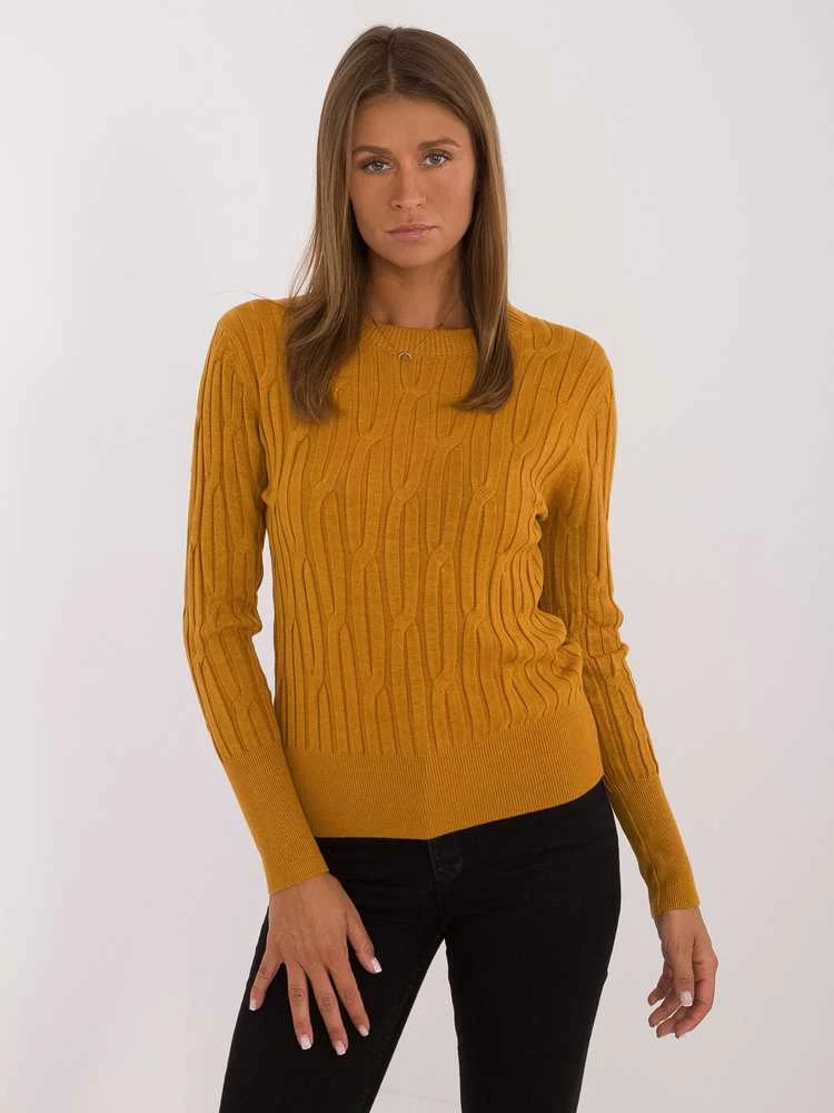 Wool Fashion Italia Megztinis-AT-SW-2338-2.00-tamsiai geltonas