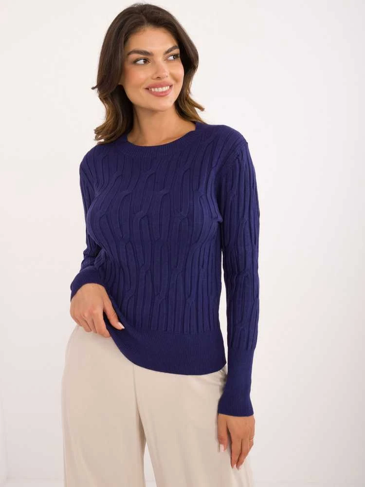 Wool Fashion Italia Megztinis-AT-SW-2338-2.00-tamsiai mėlynas