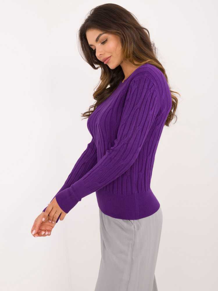Wool Fashion Italia Megztinis-AT-SW-2338-2,61-tamsiai violetinis