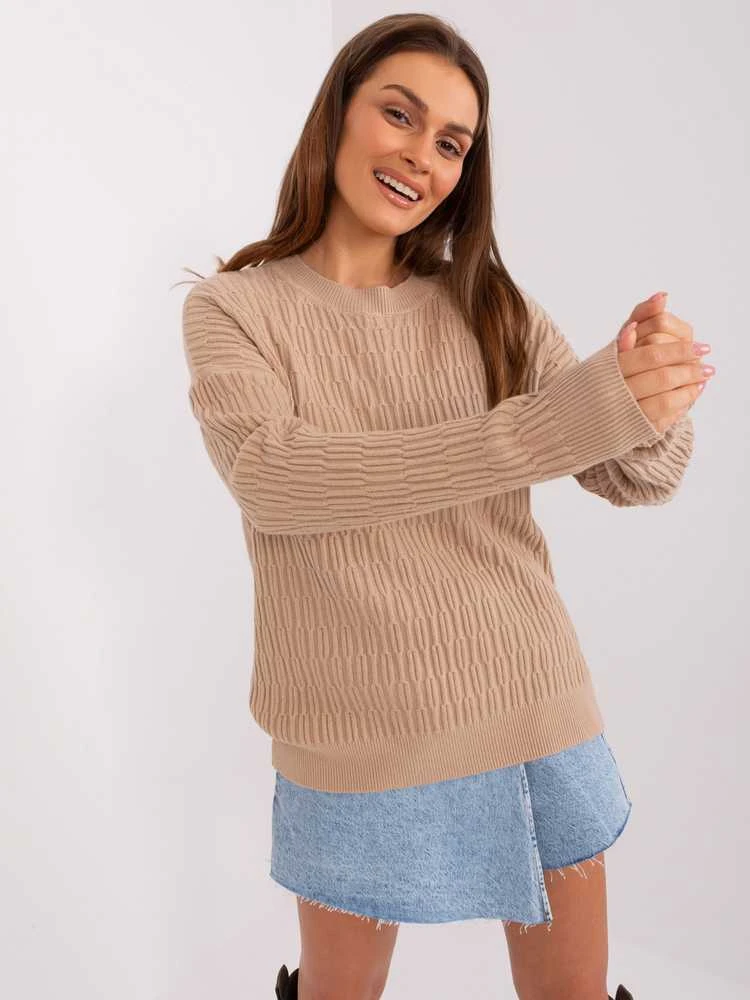Wool Fashion Italia Megztinis-AT-SW-2338.14P-smėlio spalvos