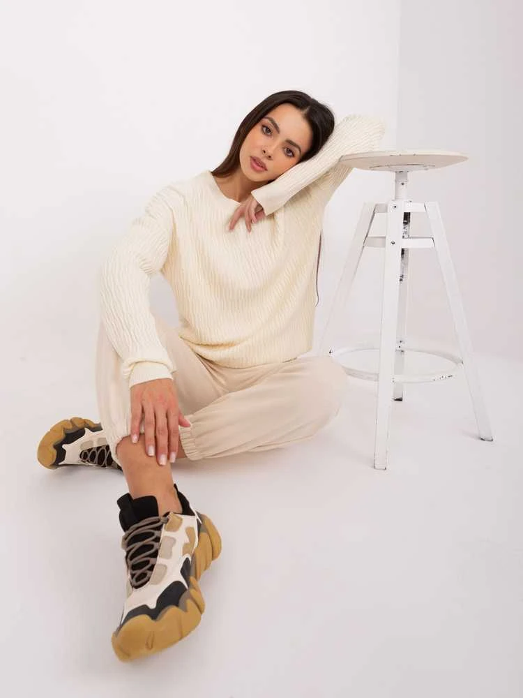 Wool Fashion Italia Megztinis-AT-SW-2338.14P-šviesiai smėlio spalvos