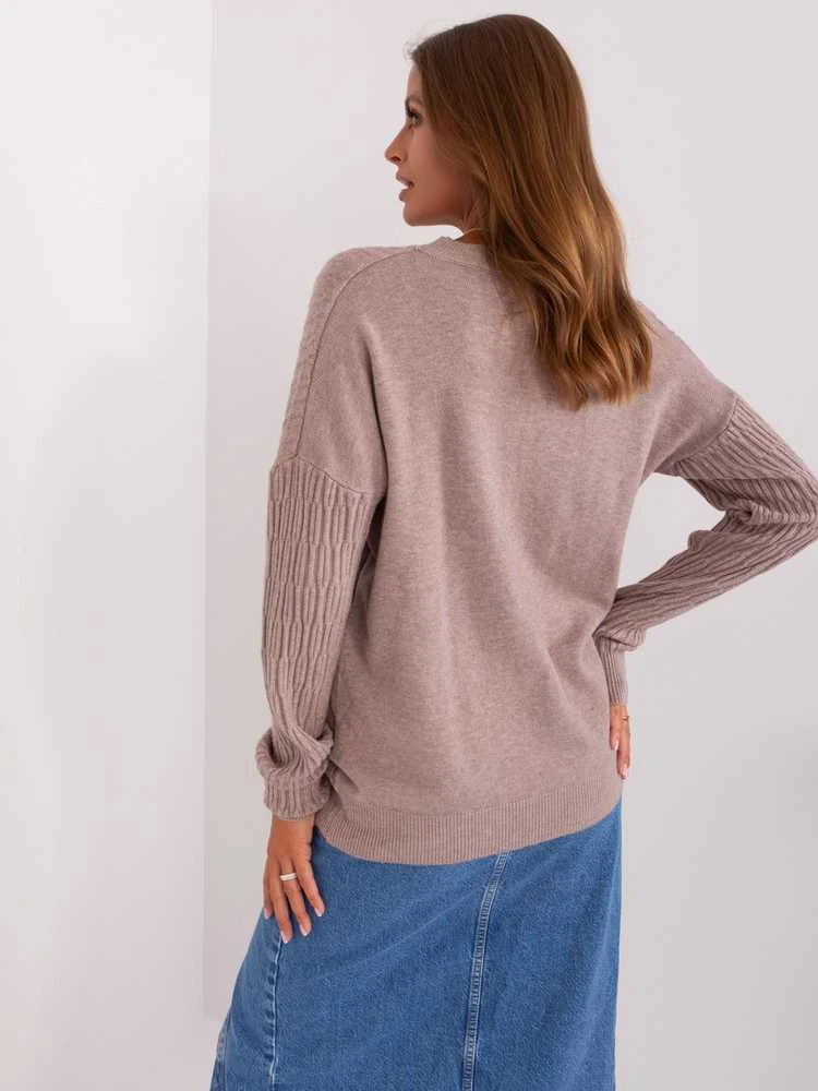 Wool Fashion Italia Megztinis-AT-SW-2338.14P-tamsiai smėlio spalvos