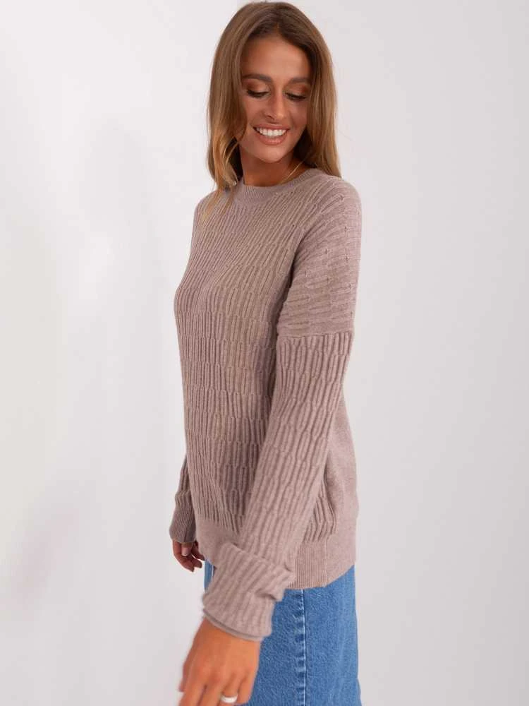 Wool Fashion Italia Megztinis-AT-SW-2338.14P-tamsiai smėlio spalvos