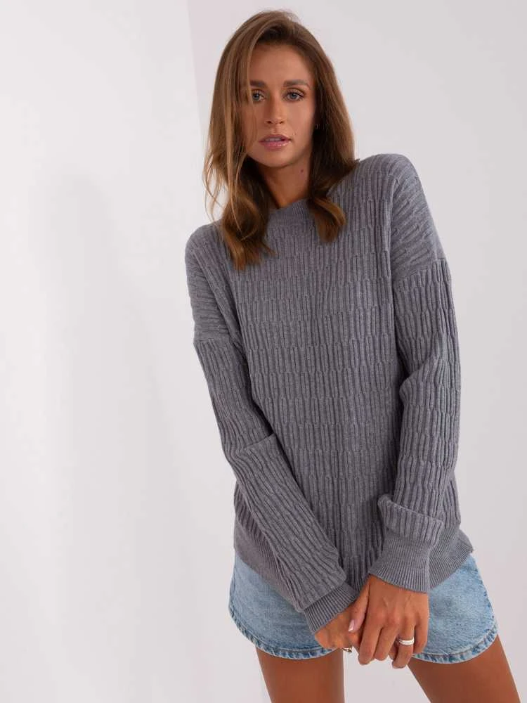 Wool Fashion Italia Megztinis-AT-SW-2338.14P-tamsiai pilkas