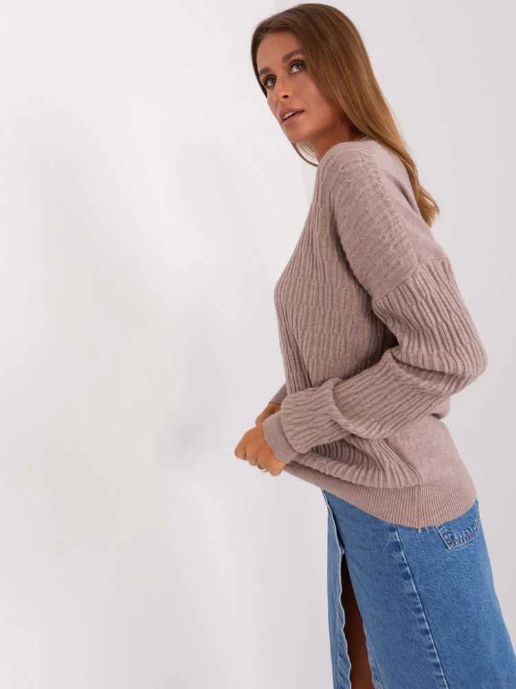 Wool Fashion Italia Megztinis-AT-SW-2338.14P-tamsiai smėlio spalvos