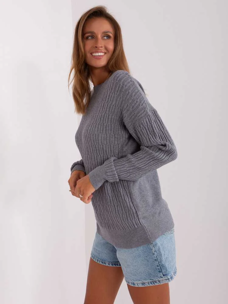 Wool Fashion Italia Megztinis-AT-SW-2338.14P-tamsiai pilkas