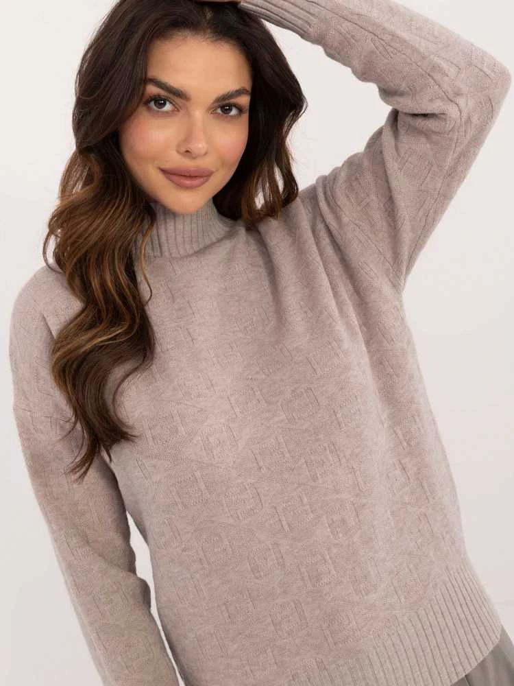 Wool Fashion Italia Megztinis-AT-SW-2339.54-smėlio spalvos