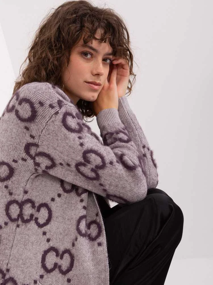 Wool Fashion Italia Megztinis-AT-SW-23401-A.96-tamsiai violetinis