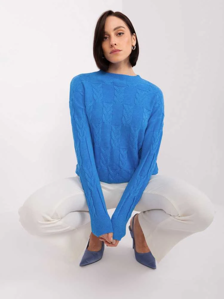 Wool Fashion Italia Megztinis-AT-SW-2340.10-mėlynas