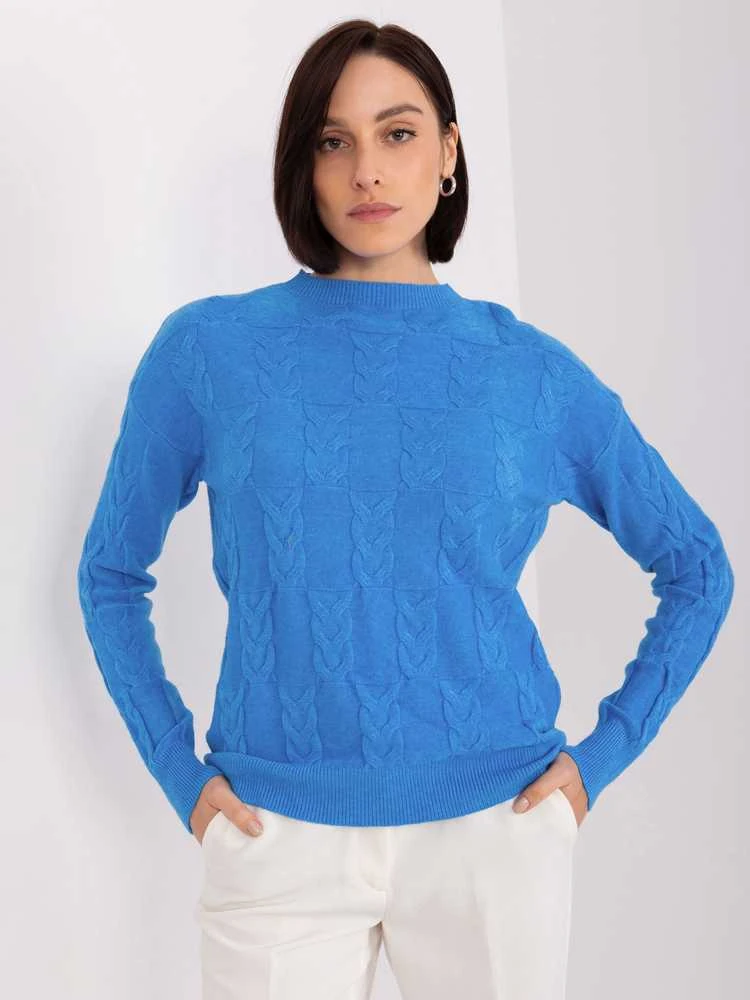 Wool Fashion Italia Megztinis-AT-SW-2340.10-mėlynas