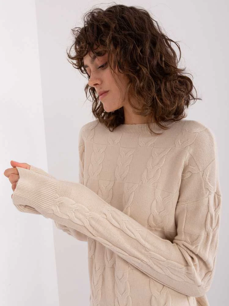 Wool Fashion Italia Megztinis-AT-SW-2340.10-šviesiai smėlio spalvos
