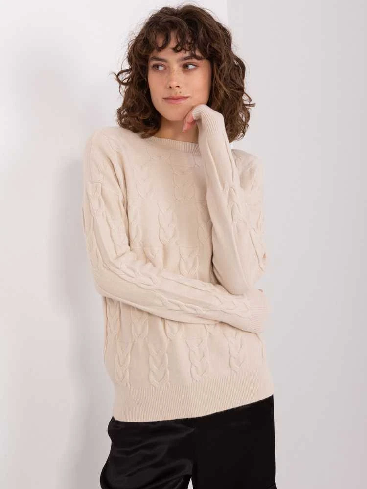 Wool Fashion Italia Megztinis-AT-SW-2340.10-šviesiai smėlio spalvos