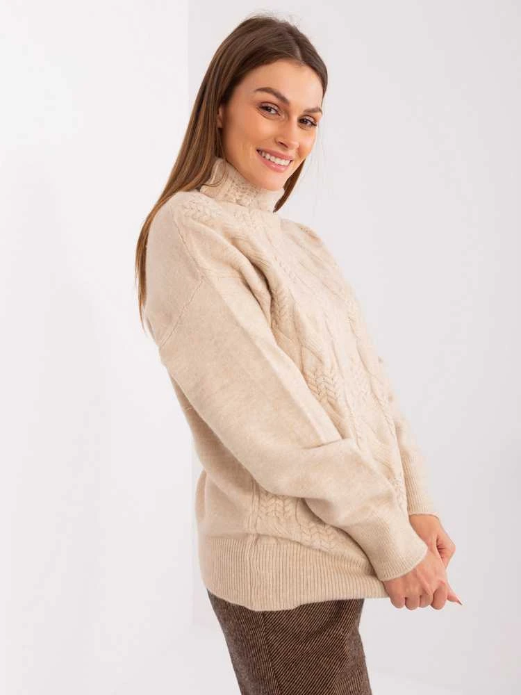 Wool Fashion Italia Megztinis-AT-SW-23401.97P-smėlio spalvos