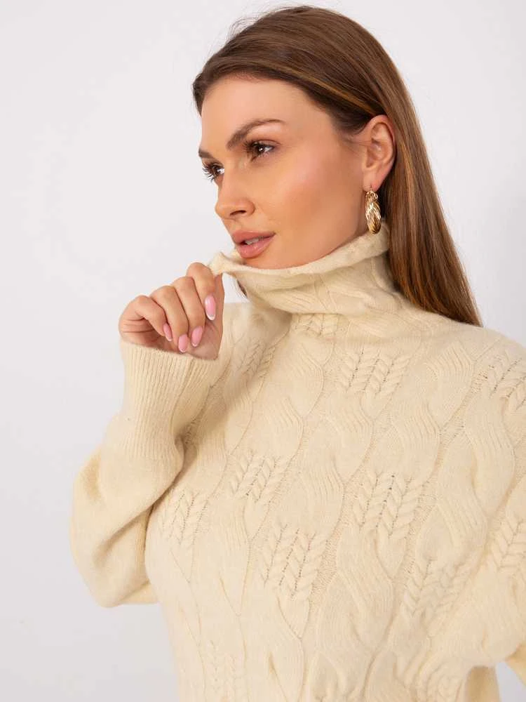Wool Fashion Italia Megztinis-AT-SW-23401.97P-šviesiai smėlio spalvos