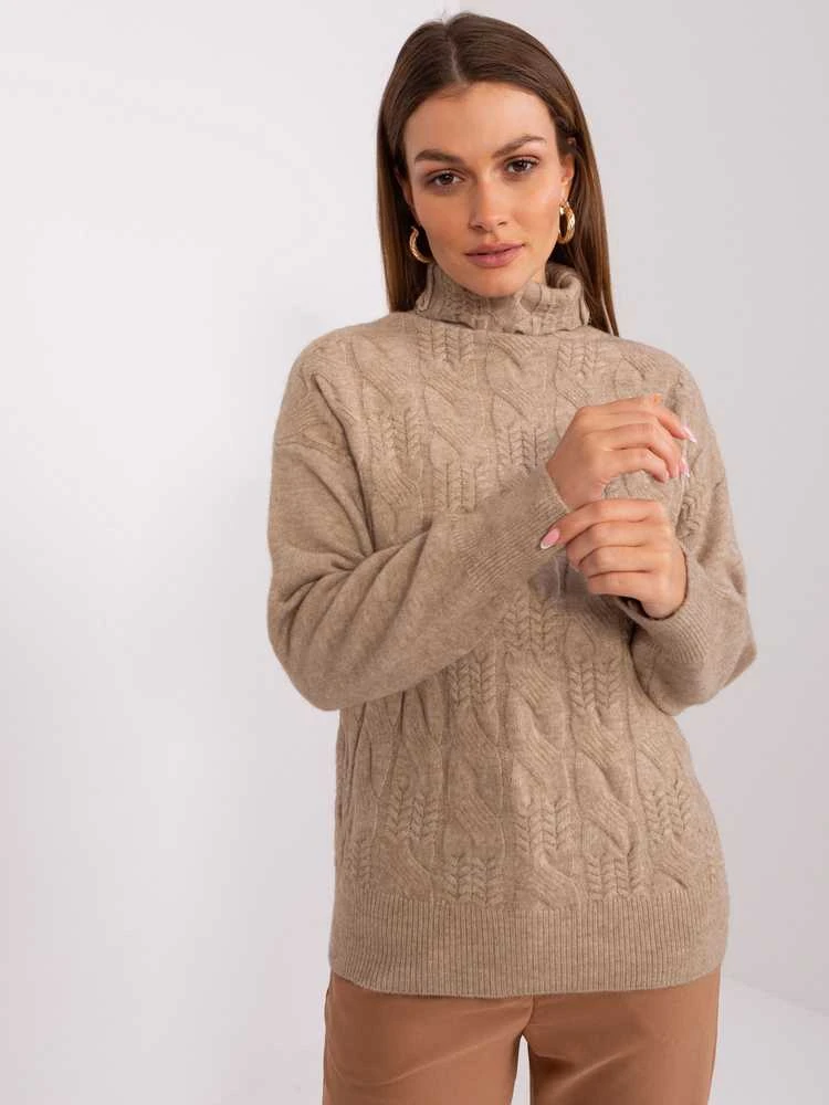 Wool Fashion Italia Megztinis-AT-SW-23401.97P-šviesiai rudas