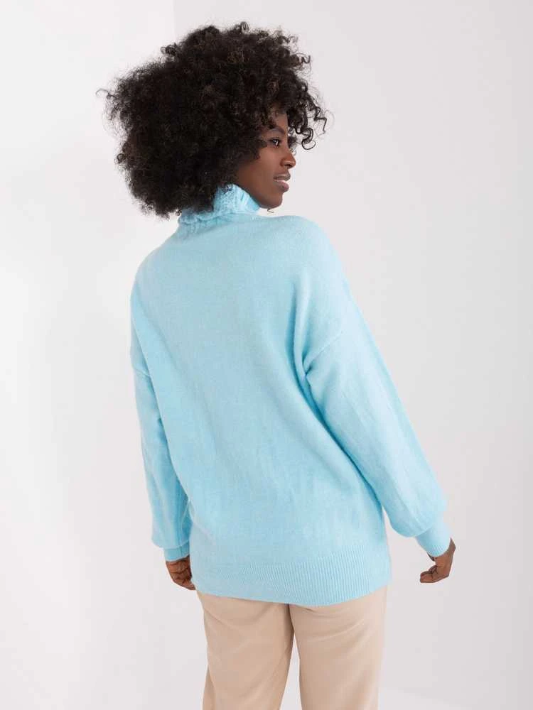 Wool Fashion Italia Megztinis-AT-SW-23401.97P-šviesiai mėlynas