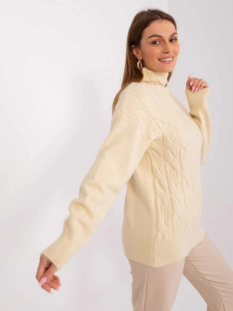 Wool Fashion Italia Megztinis-AT-SW-23401.97P-šviesiai smėlio spalvos